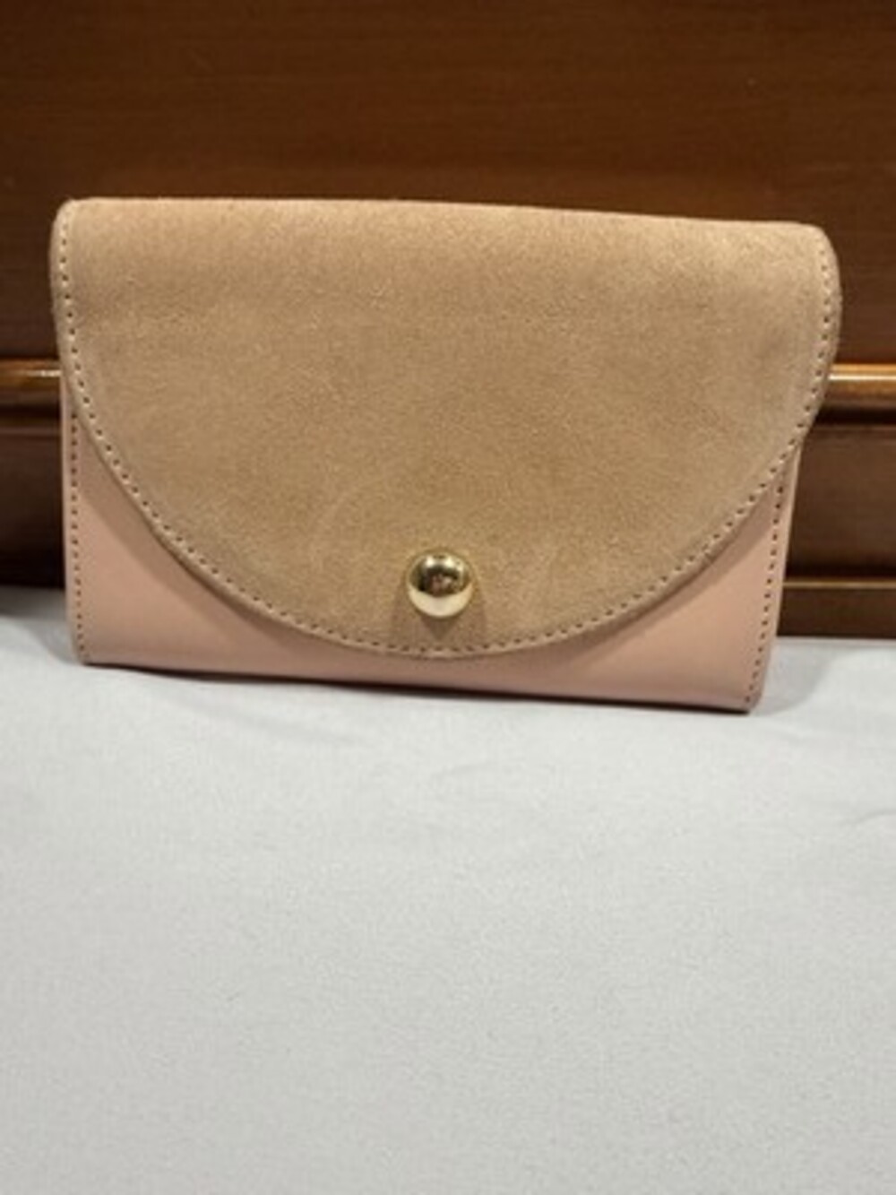 Sézane Portefeuille Ernest Blush Pink Leather Suede Wallet